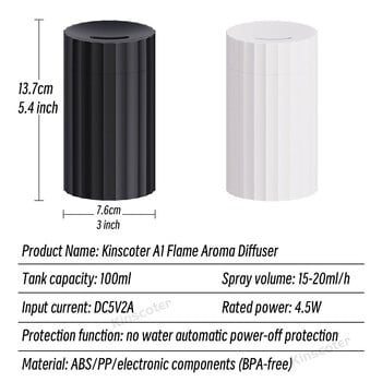 Αυτοκίνητο Diffuser Flame Humidifier Essential Oil Aroma Aromatherapy Diffuser Auto Air Purifier Αποσμητικό αέρα με φως LED