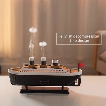 Titanic Ship Model Decoration Υγραντήρας αέρα 250ml Essential Oil Diffuser Jellyfish Smoke Ring Spray Aroma Diffuser for Home