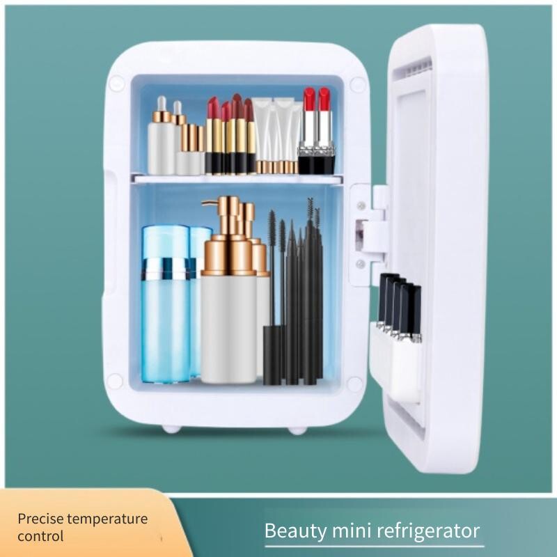 Cooseon 4L Mini Mirror Fridge, Beauty Makeup Грижа за кожата Хладилник, AC/DC Отопляем охлаждащ Beauty Refrigerator, Автомобилен мини хладилник