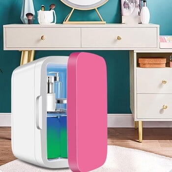 Φορητό 8L White Pink Mini Fridge Beauty & Skincare Refrigerator Lighted Mirror Door for Skincare Drink Cooler and Warmer