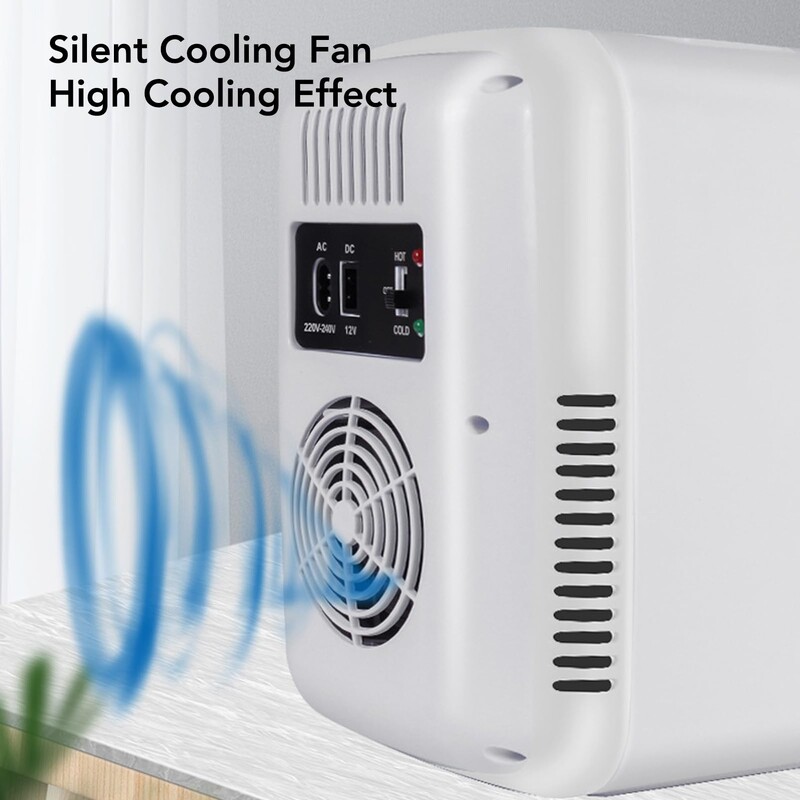 Nešiojamas 8 l baltos rožinės spalvos mini šaldytuvo grožio ir odos priežiūros šaldytuvo apšviestos veidrodinės durelės, skirtos odos priežiūros gėrimų aušintuvui ir šildytuvui