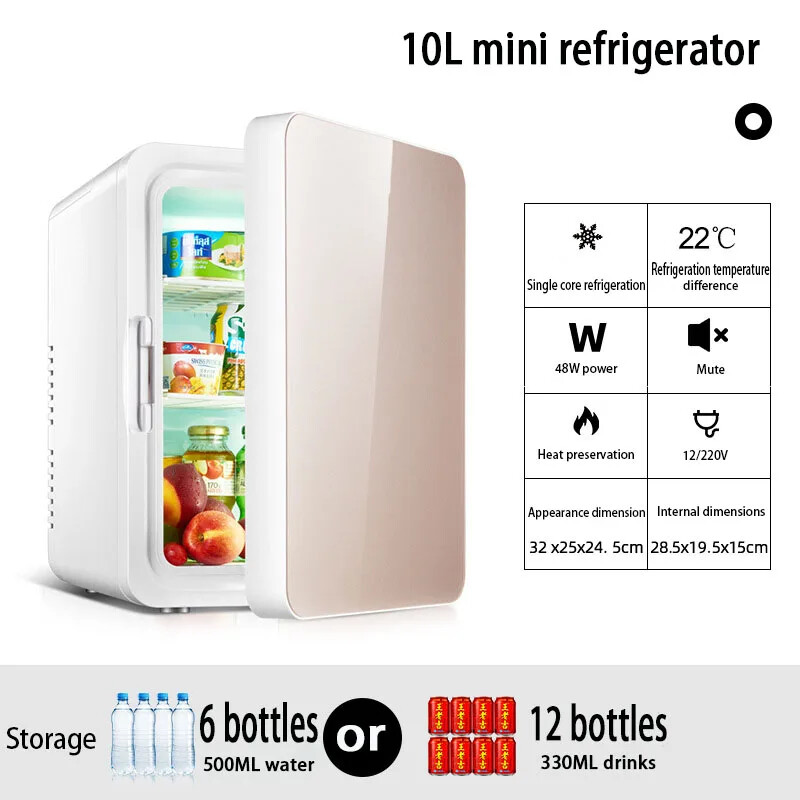 10L poluvodički hladnjak za automobil Mini hladnjak za automobil i dom Dvonamjenski hladno topli inkubator za kozmetiku voće piće ljepota