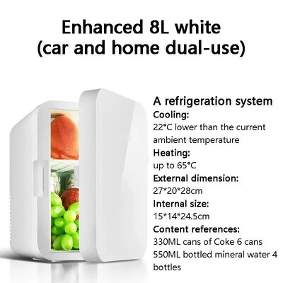 12V 220V 45W ~ 55W 8L mini šaldytuvas mažam šeimyniniam bendrabutyje Vienduris šaldytuvas Automobilinis namas Dvejos paskirties automobilinis šaldytuvas