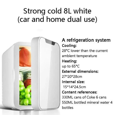 12V 220V 45W ~ 55W 8L mini šaldytuvas mažam šeimyniniam bendrabutyje Vienduris šaldytuvas Automobilinis namas Dvejos paskirties automobilinis šaldytuvas