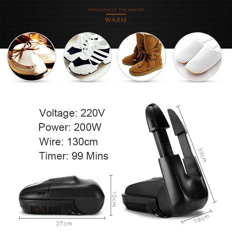 Grijač za sušenje čizama s uklanjanjem mirisa ozona Brzo sušeće Sklopive čizme Dužina grijača Podesiva za cipele Rukavice Čarape Kape