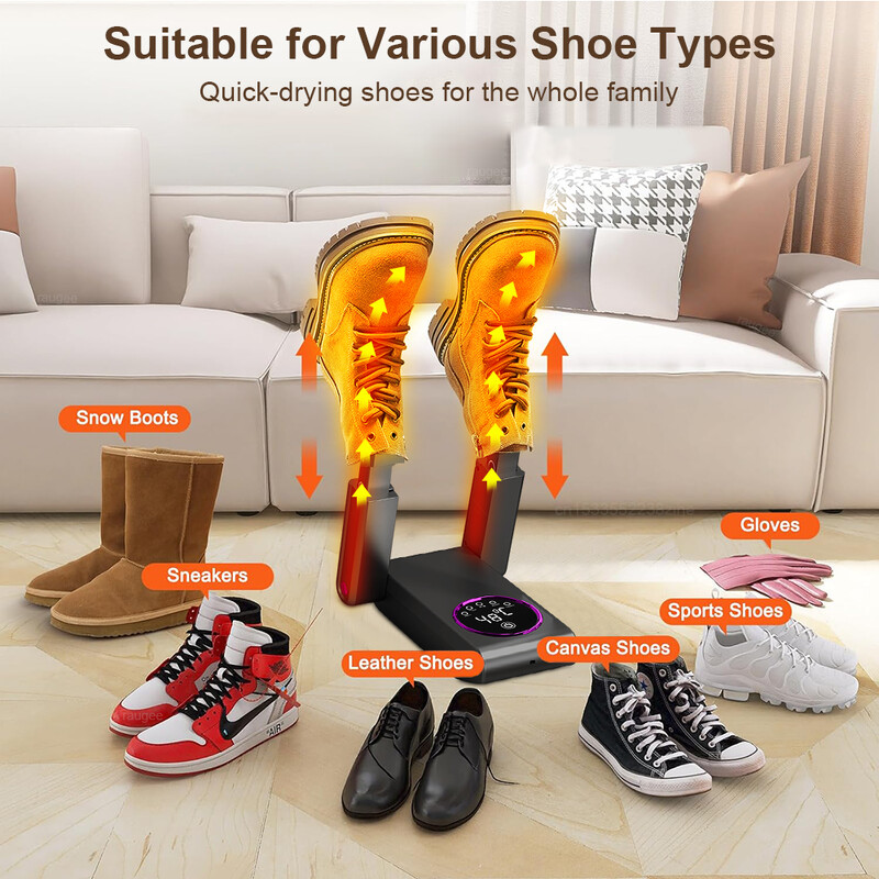 Batų džiovintuvas Elektrinis batų džiovintuvas Sterilizuojantis batų atnaujinimo prietaisas su LED laikmačiu Nešiojamos pirštinės kepurės kojinės batų šildomas džiovintuvas