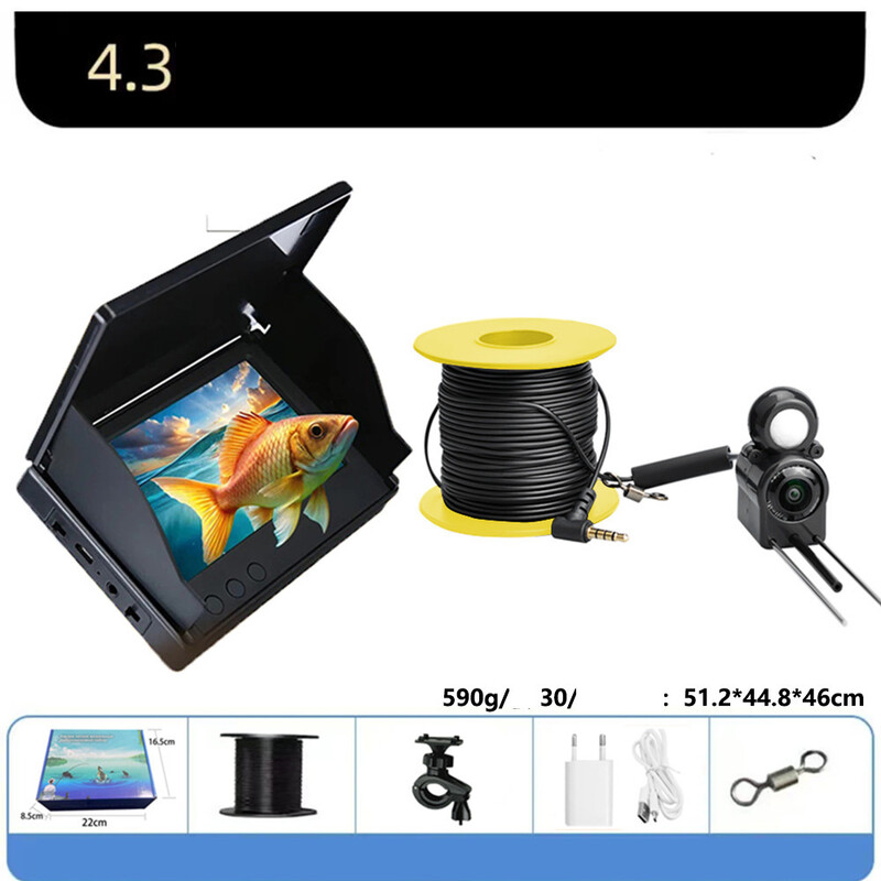 Afișaj vizual subacvatic transfrontalier popular pentru găsirea peștilor, afișaj cu cameră de pescuit, afișaj pentru viziune pe timp de noapte, rezistent la apă, ultra-transparent