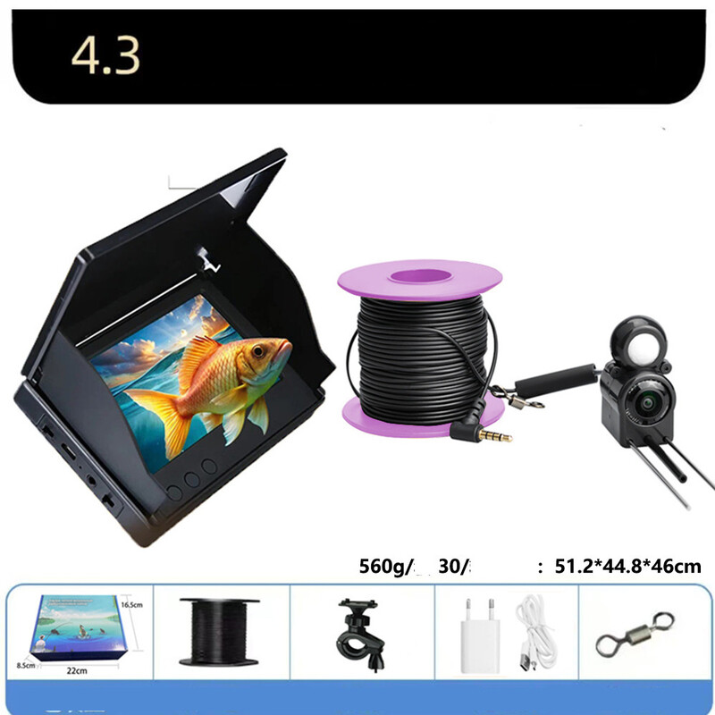Afișaj vizual subacvatic transfrontalier popular pentru găsirea peștilor, afișaj cu cameră de pescuit, afișaj pentru viziune pe timp de noapte, rezistent la apă, ultra-transparent