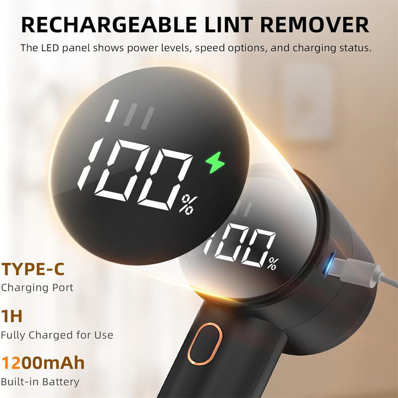 Brijač za tkanine, punjivi odstranjivač dlačica, električni prijenosni odmašivač džempera s 3 brzine, 6 oštrica listova, digitalni LED zaslon