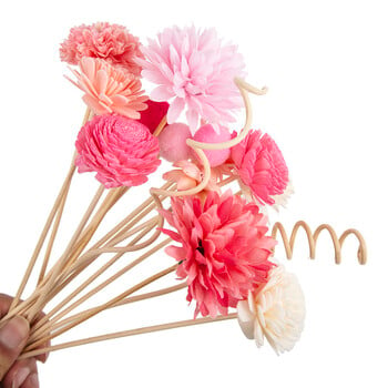 ΝΕΑ 15 ΤΕΜ. Pink Series Flower Rattan Sticks Fireless Fragrances Reed Diffuser Stick Diy Ornaments Διακόσμηση σπιτιού