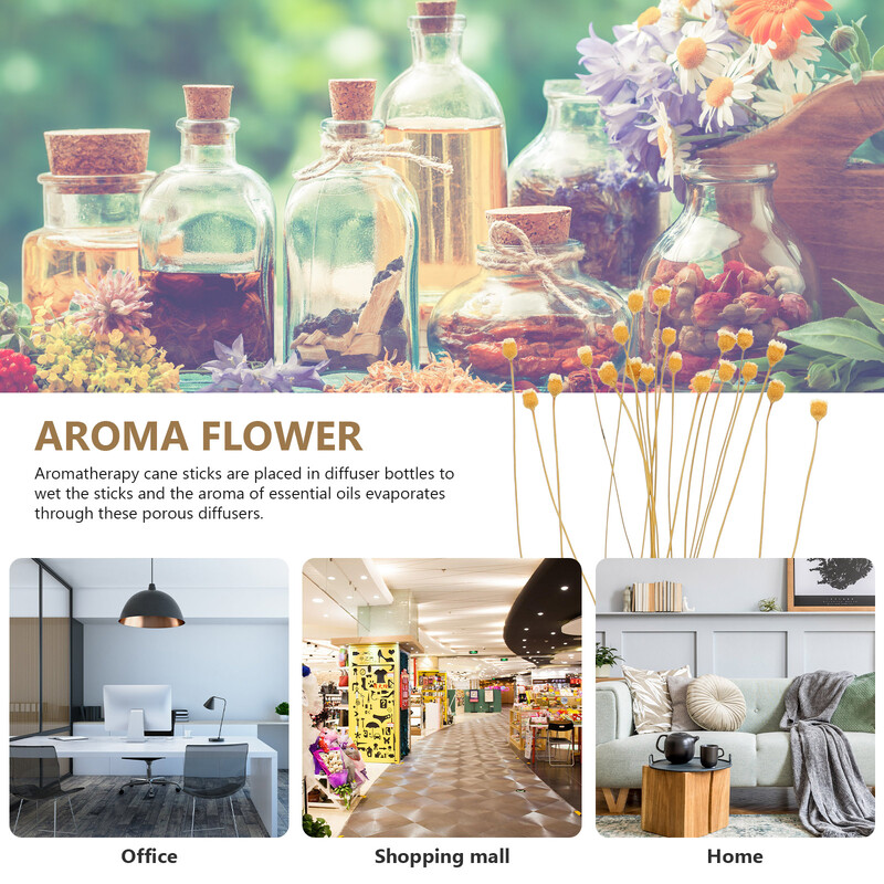 20 бр. Ароматерапия Ратаново масло Цветни пръчици Бутилка с дифузор за тамян Аксесоар Изсушен Замяна