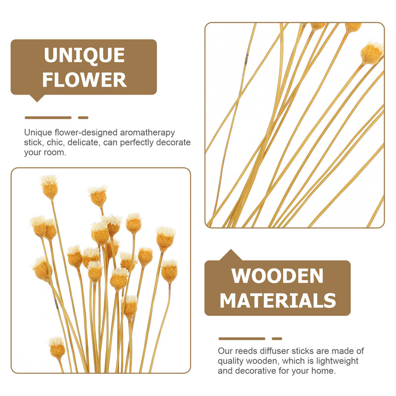 20 бр. Ароматерапия Ратаново масло Цветни пръчици Бутилка с дифузор за тамян Аксесоар Изсушен Замяна