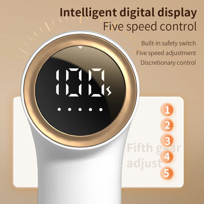 Električni odstranjivač dlačica, USB punjivi inteligentni digitalni zaslon Trimer za kuglice dlake Prijenosni brijač za odjeću Brijač s 5 zupčanika