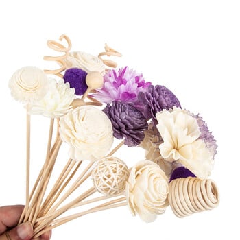 19Pcs Purple Simulation Flowers Ανταλλακτικά μπαστούνια διάχυσης καλαμιών DIY Χειροποίητα ντεκόρ οικιακού ράβδου Ανταλλακτικά ράβδων διάχυσης λαδιού Rattan