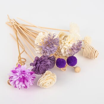 19Pcs Purple Simulation Flowers Ανταλλακτικά μπαστούνια διάχυσης καλαμιών DIY Χειροποίητα ντεκόρ οικιακού ράβδου Ανταλλακτικά ράβδων διάχυσης λαδιού Rattan