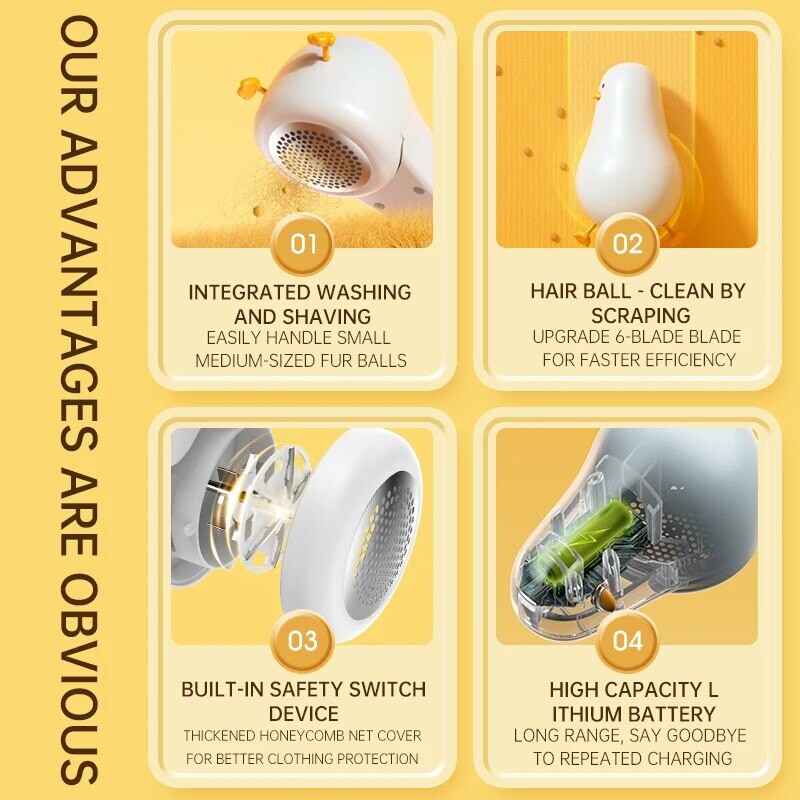 Преносимо електрическо средство за премахване на мъх за дрехи Сладък домашен препарат за премахване на косми USB акумулаторна сервировка Тример Пуловер Машина за рязане на мъх