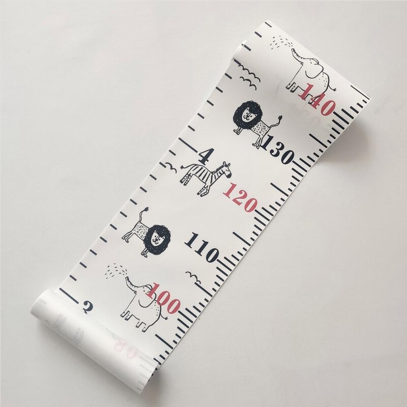 Vaiko ūgio matavimo įrankis Vaikų augimo diagrama, pakabinama ant sienos su animacinių filmų gyvūnų atspaudais berniukams, mergaitėms, miegamajame prie sienos