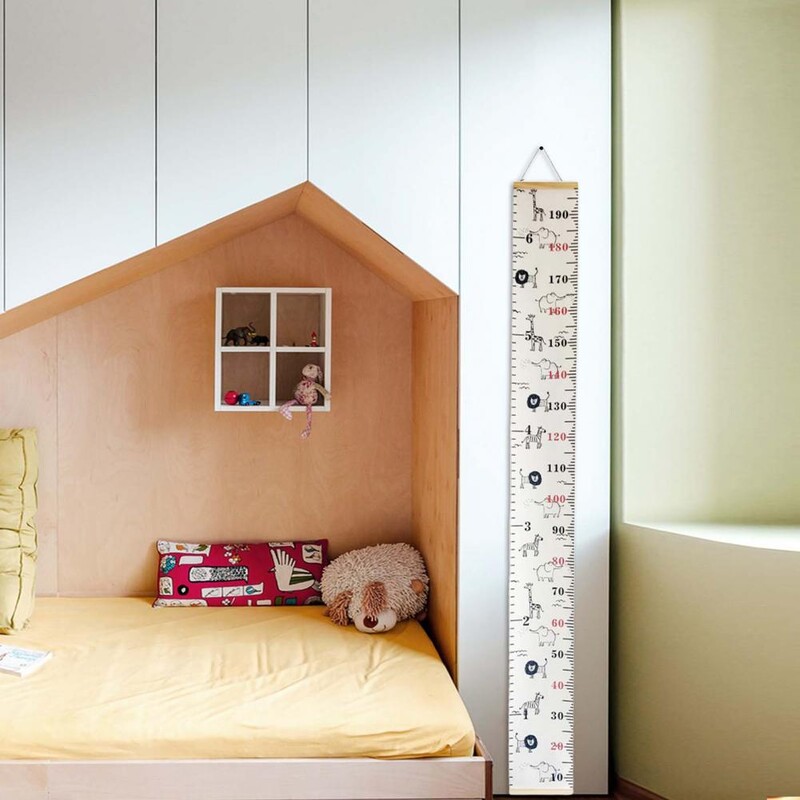 Vaikų augimo diagrama prie sienos pakabinama animacinių filmų gyvūnų spaudinių aukščio liniuotė Vaikų ūgio matavimo sieninė diagrama miegamojo dekoravimui