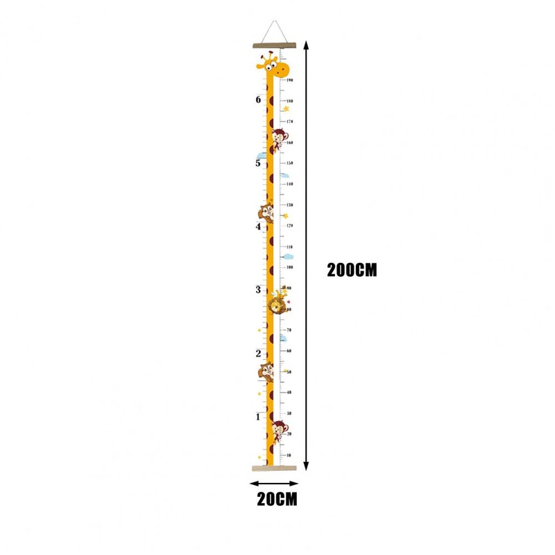 Vaikų augimo diagrama prie sienos pakabinama animacinių filmų gyvūnų spaudinių aukščio liniuotė Vaikų ūgio matavimo sieninė diagrama miegamojo dekoravimui