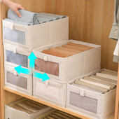 1PC Prozor od tkanine Kutija za pohranu pamučnog lana Pohranjivanje u ormaru i raspored Velika kutija za pohranjivanje odjeće Igračke se mogu sklopiti