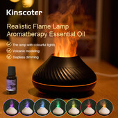 Kinscoter Volcanic Aroma Diffuser Lampa za eterično ulje 130 ml USB prijenosni ovlaživač zraka s noćnim svjetlom plamena u boji