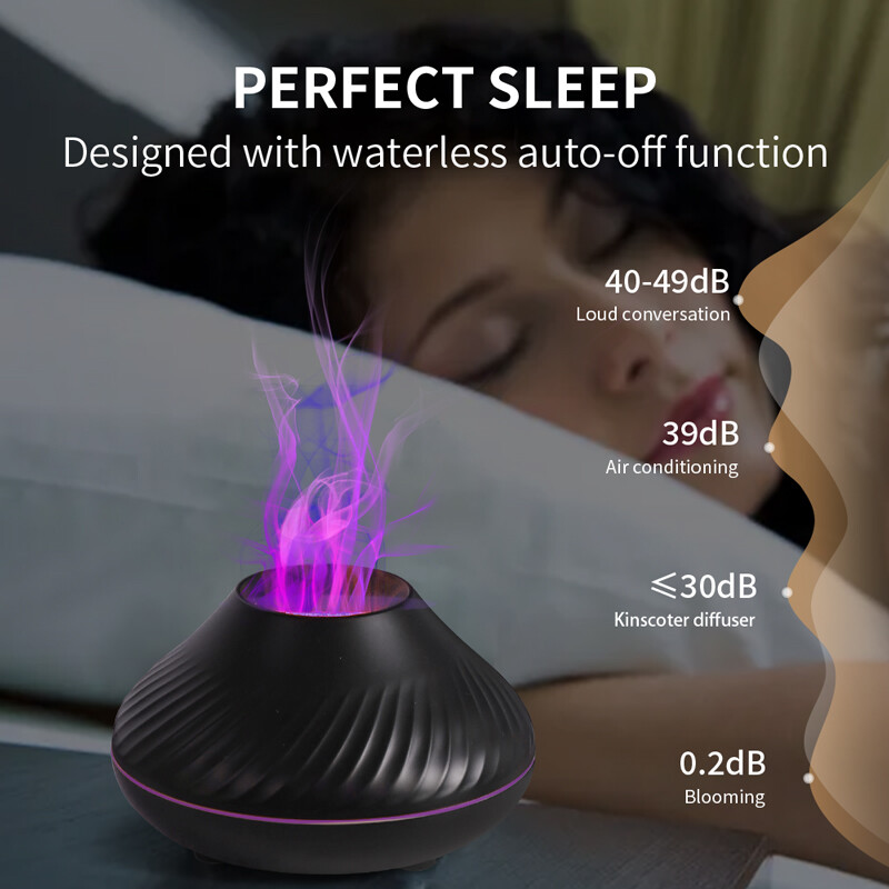 Kinscoter Volcanic Aroma Diffuser Lampa za eterično ulje 130 ml USB prijenosni ovlaživač zraka s noćnim svjetlom plamena u boji