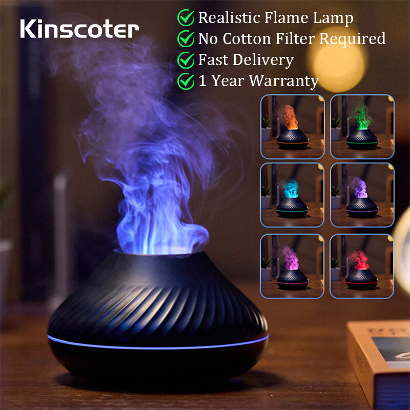 Kinscoter Volcanic Aroma Diffuser Lampa za eterično ulje 130 ml USB prijenosni ovlaživač zraka s noćnim svjetlom plamena u boji