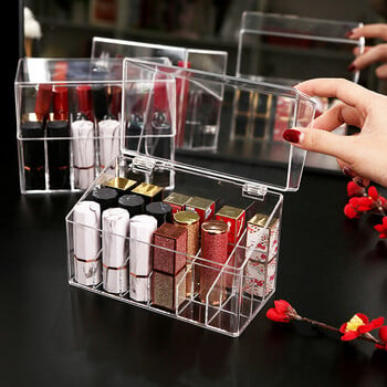 Multifunctio Makeup Lipstick Case Organizer Makeup Box Storage Box Κραγιόν Display Stand Βάση Cosmetic Jewelry Organizer Box