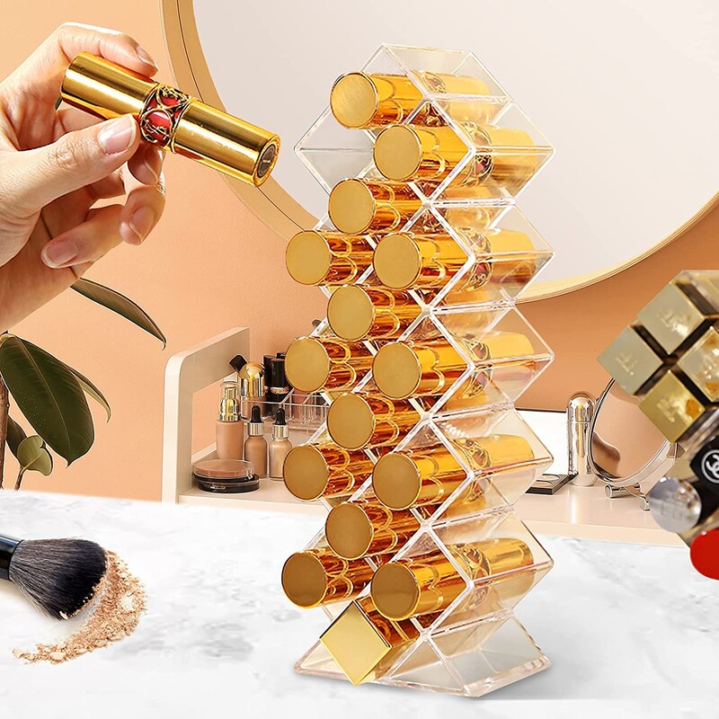 16 rešetki Kozmetički ruž za usne Kutija za nakit Držač kistova za šminku Kutija za pohranu ruža Akrilni organizator šminke Torbica za pohranu