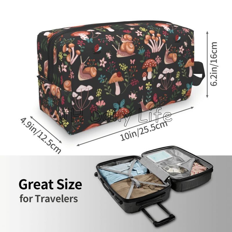 Гъба Охлюв Цвете Щампа Преносими пътни чанти за съхранение Унисекс Козметична чанта с голям капацитет Баня Водоустойчив Органайзер за грим