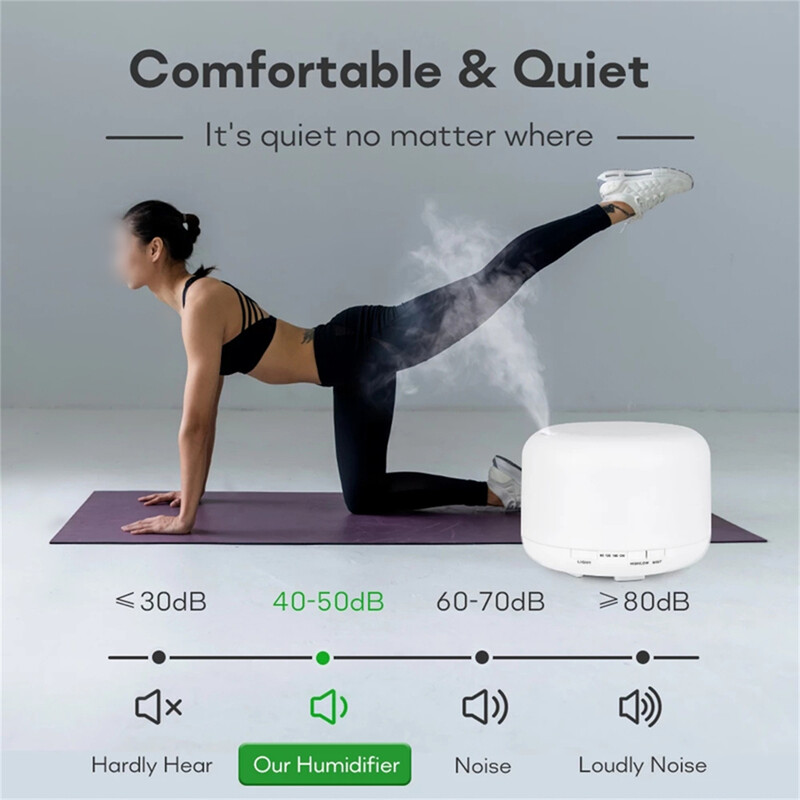 500 ml õhuniisutaja eeterlike õlide hajuti aroomihajuti värviliste öötuledega USB niisutaja mini-suuruses niisutaja