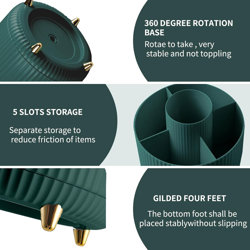 5 utora za 360° rotirajući držač kistova za šminku Organizator Višenamjenski stol za pohranu kozmetike za toaletni stol Kupaonica