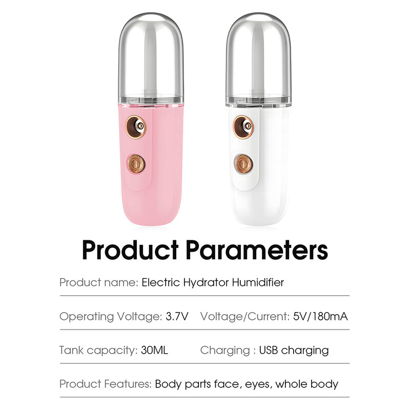 Mini parni aparat za lice Nano sprej hidratantni vaporizator Face Mist Hladni sprej Stroj Ovlaživač Prijenosni kozmetički ovlaživač