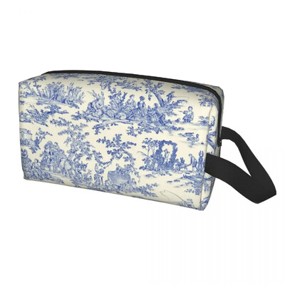 Klasični francuski Toile De Jouy mornarsko plavi motiv s uzorkom toaletna torbica Kawaii kozmetički organizator šminke Ljepota Putna torba za pohranu