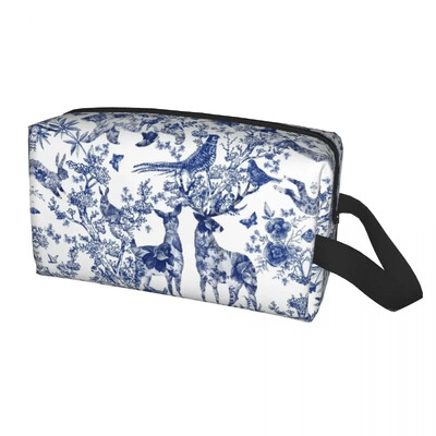 Klasični francuski Toile De Jouy mornarsko plavi motiv s uzorkom toaletna torbica Kawaii kozmetički organizator šminke Ljepota Putna torba za pohranu