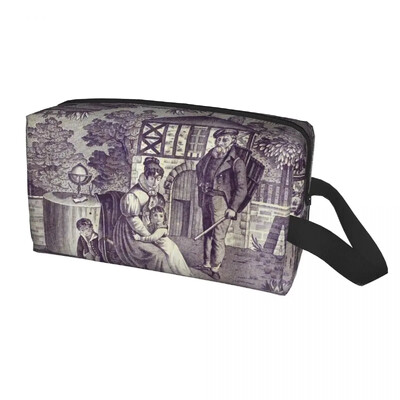 Klasični francuski Toile De Jouy mornarsko plavi motiv s uzorkom toaletna torbica Kawaii kozmetički organizator šminke Ljepota Putna torba za pohranu