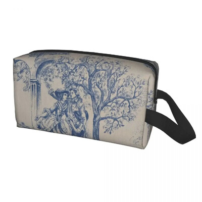 Klasični francuski Toile De Jouy mornarsko plavi motiv s uzorkom toaletna torbica Kawaii kozmetički organizator šminke Ljepota Putna torba za pohranu