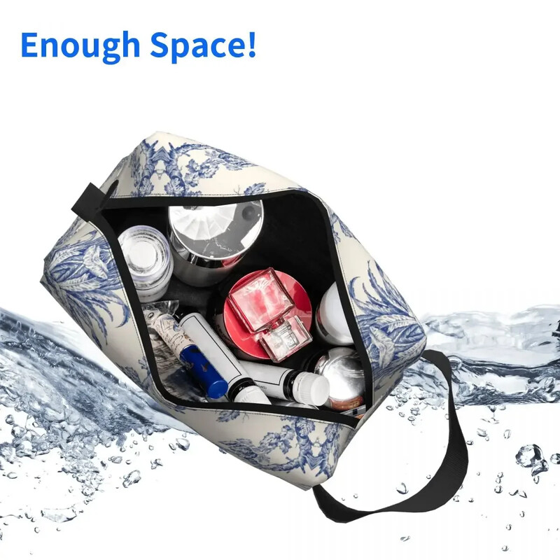 Klasični francuski Toile De Jouy mornarsko plavi motiv s uzorkom toaletna torbica Kawaii kozmetički organizator šminke Ljepota Putna torba za pohranu