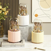 360° rotirajući držač kistova za šminku s poklopcem Organizator za ruževe Organizator kozmetičkih kistova Organizator kozmetičkih alata