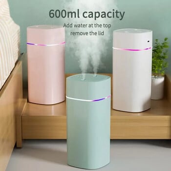 Creative Dual Nozzle Humidifier Desktop Home Υπνοδωμάτιο Αυτοκίνητο Aromatherapy Silent Oil Diffuser Usb 7 Color Ambient Light