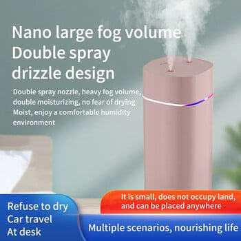 Creative Dual Nozzle Humidifier Desktop Home Υπνοδωμάτιο Αυτοκίνητο Aromatherapy Silent Oil Diffuser Usb 7 Color Ambient Light