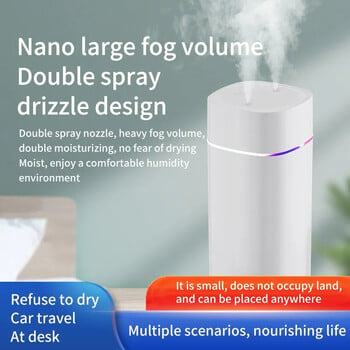 Creative Dual Nozzle Humidifier Desktop Home Υπνοδωμάτιο Αυτοκίνητο Aromatherapy Silent Oil Diffuser Usb 7 Color Ambient Light