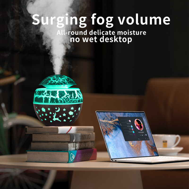 2024 Home Mushroom Head Пречиствател на въздуха за спалнята USB настолен пулверизатор Дървена текстура Персонализирана машина за ароматерапия Овлажнител