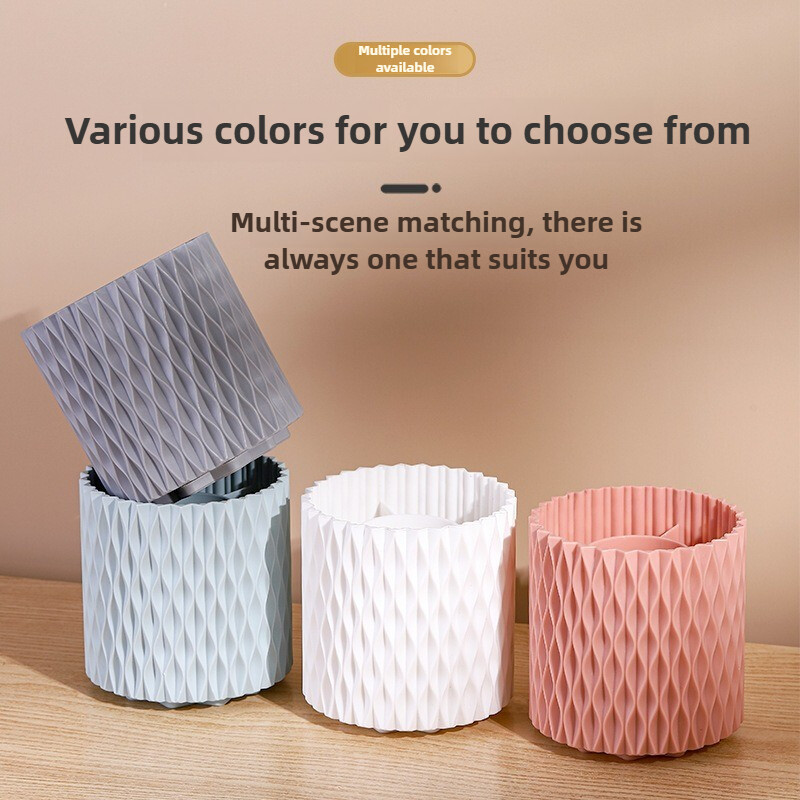 Въртящ се на 360° държач за четки за грим с 5 гнезда Органайзер Многофункционално бюро Съхранение на козметика Суета Настолен инструмент за грим