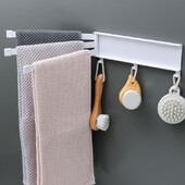 Rotirajući stalak za ručnike Sklopiva šipka za ručnike s kukama Zidna krpa za posuđe Držač ručnika Stalak za odlaganje za kuhinju i kupaonicu