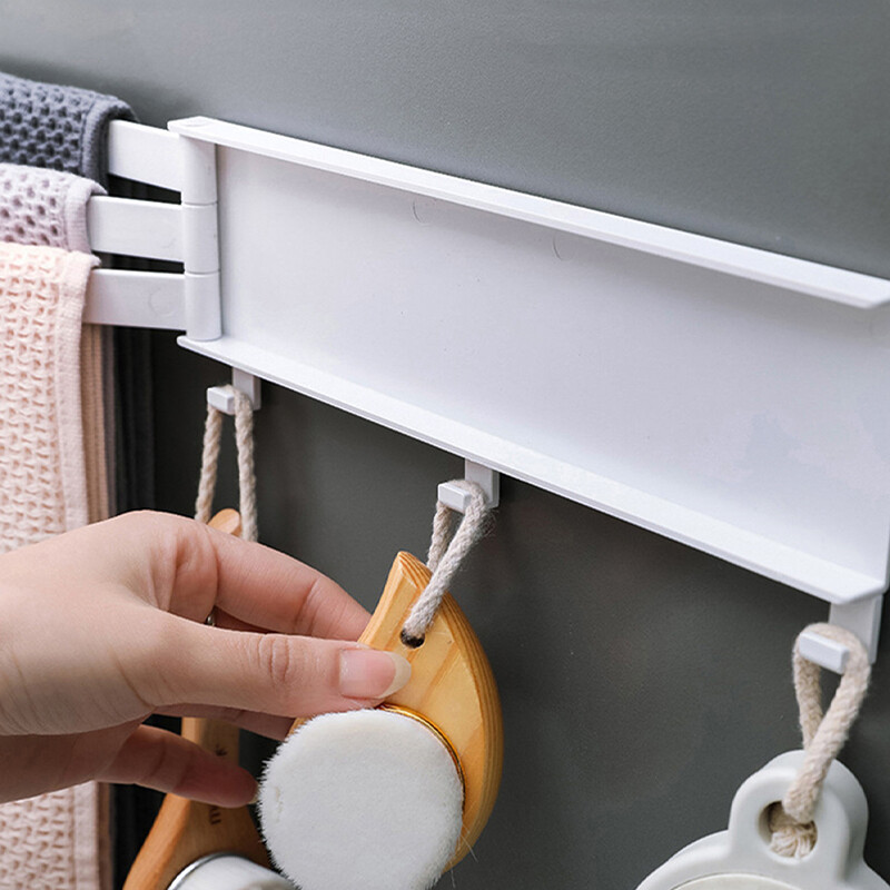 Rotirajući stalak za ručnike Sklopiva šipka za ručnike s kukama Zidna krpa za posuđe Držač ručnika Stalak za odlaganje za kuhinju i kupaonicu