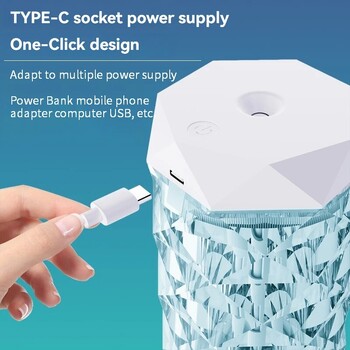 1 ΤΕΜ. Πολύχρωμος Υγραντήρας USB Crystal 500/1000ml Υγραντήρας αέρα μεγάλης χωρητικότητας Φορητός Υγραντήρας γραφείου γραφείου