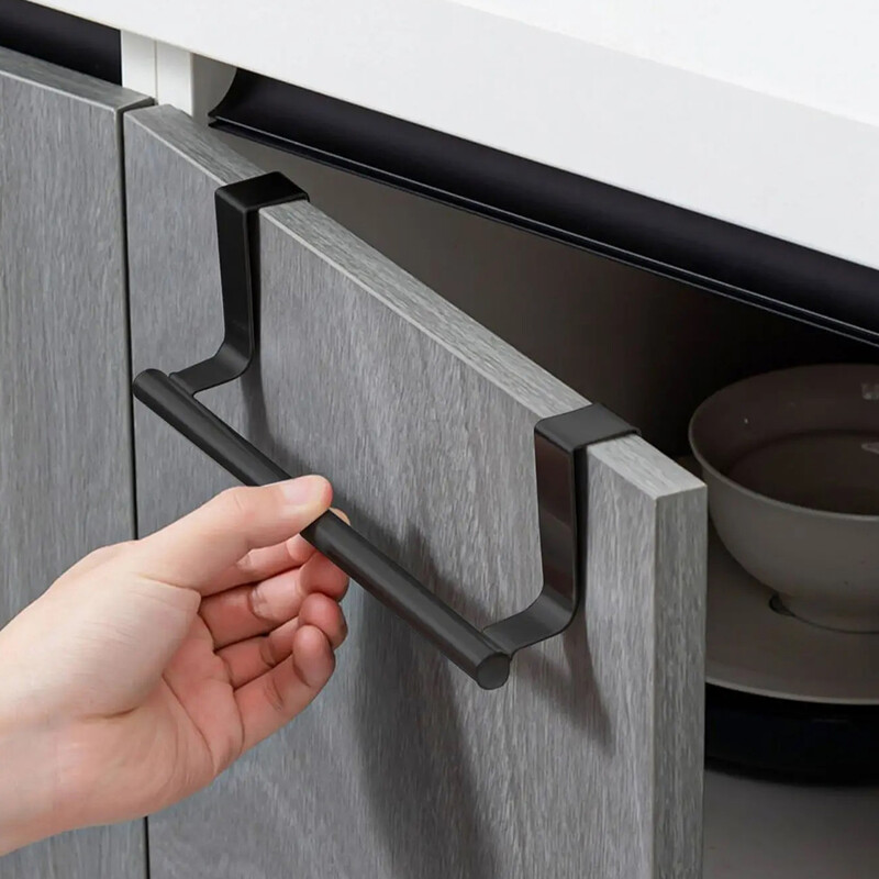 1 бр. Поставка за кърпи от неръждаема стомана Поставка за държач за кърпи за баня Кухненски шкаф Висящ органайзер на вратата Рафт Стенен бар за кърпи