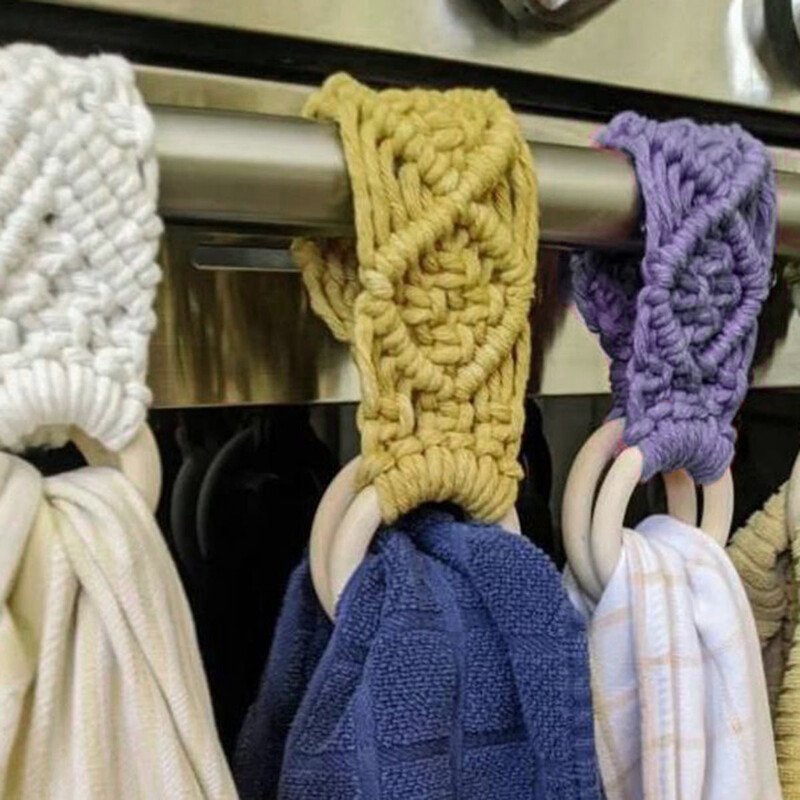 Лесен монтаж Държач за кърпи Пръстен за кърпи за съдове Лесен за окачване Кухненски държач за плетени на една кука Висящи кърпи Универсален декоративен