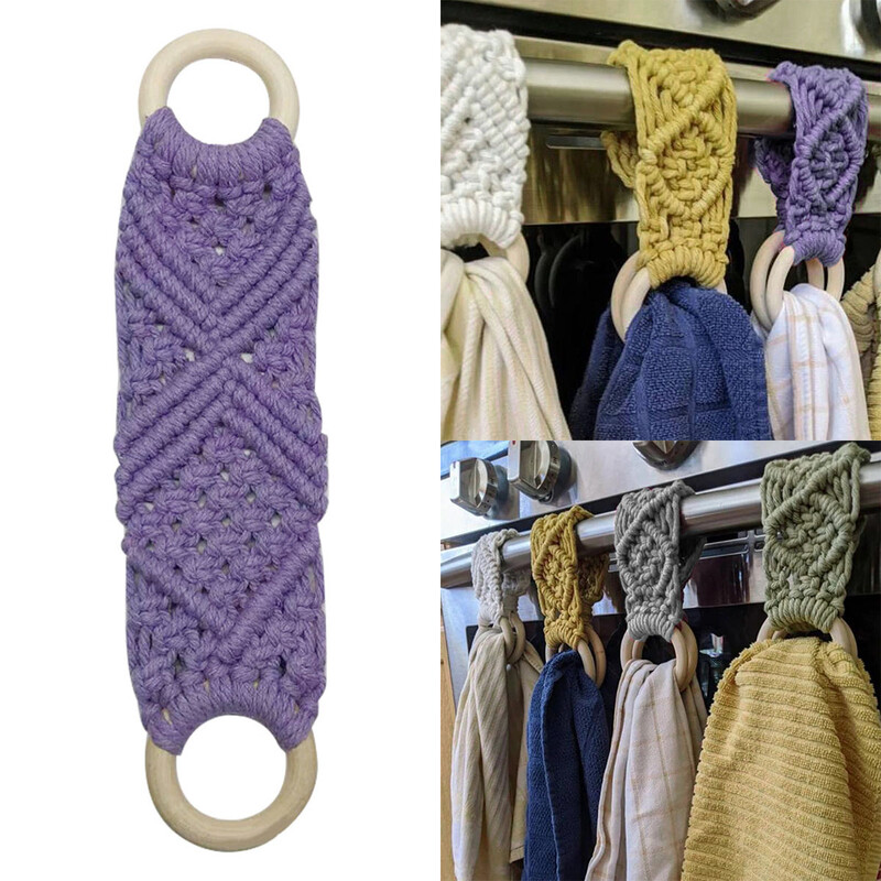 Лесен монтаж Държач за кърпи Пръстен за кърпи за съдове Лесен за окачване Кухненски държач за плетени на една кука Висящи кърпи Универсален декоративен
